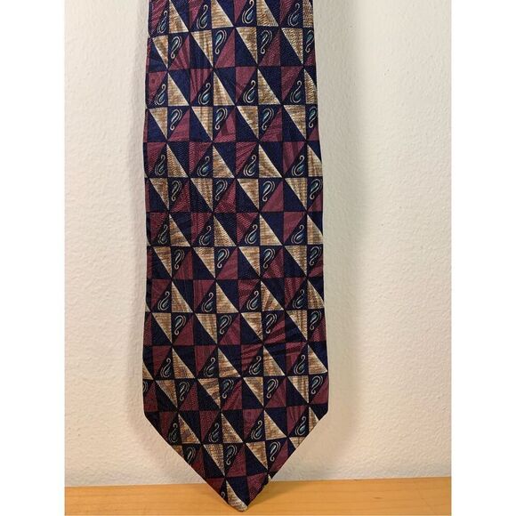 ROBERT TALBOTT Geometric Silk NeckTie-Blue/Purple Pointed Designer 3.5”W EUC - Picture 2 of 7